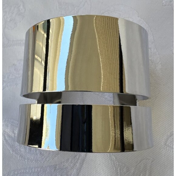 Silvertone Wide Cuff Bangle Bracelet Chic Women Party Vacation Jewelry Gift NEW - Picture 2 of 12